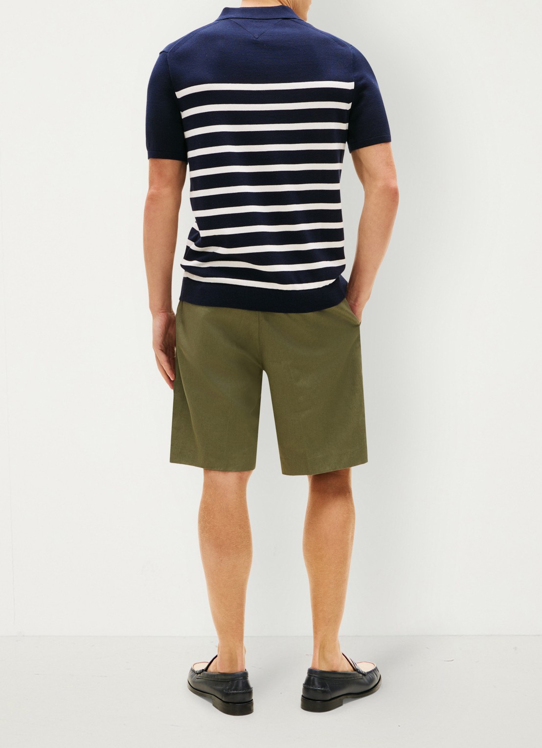 Tommy Hilfiger Regular fit polo met logoborduring - achterkant donkerblauw