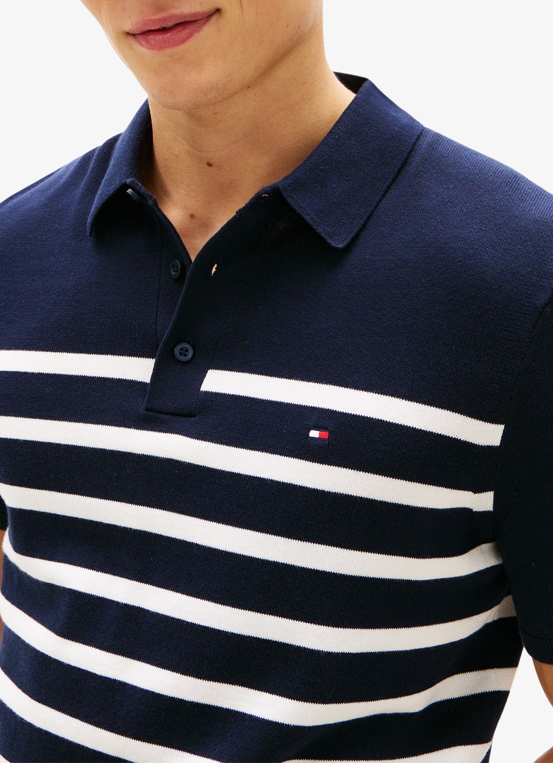 Tommy Hilfiger Regular fit polo met logoborduring - detail 5 donkerblauw