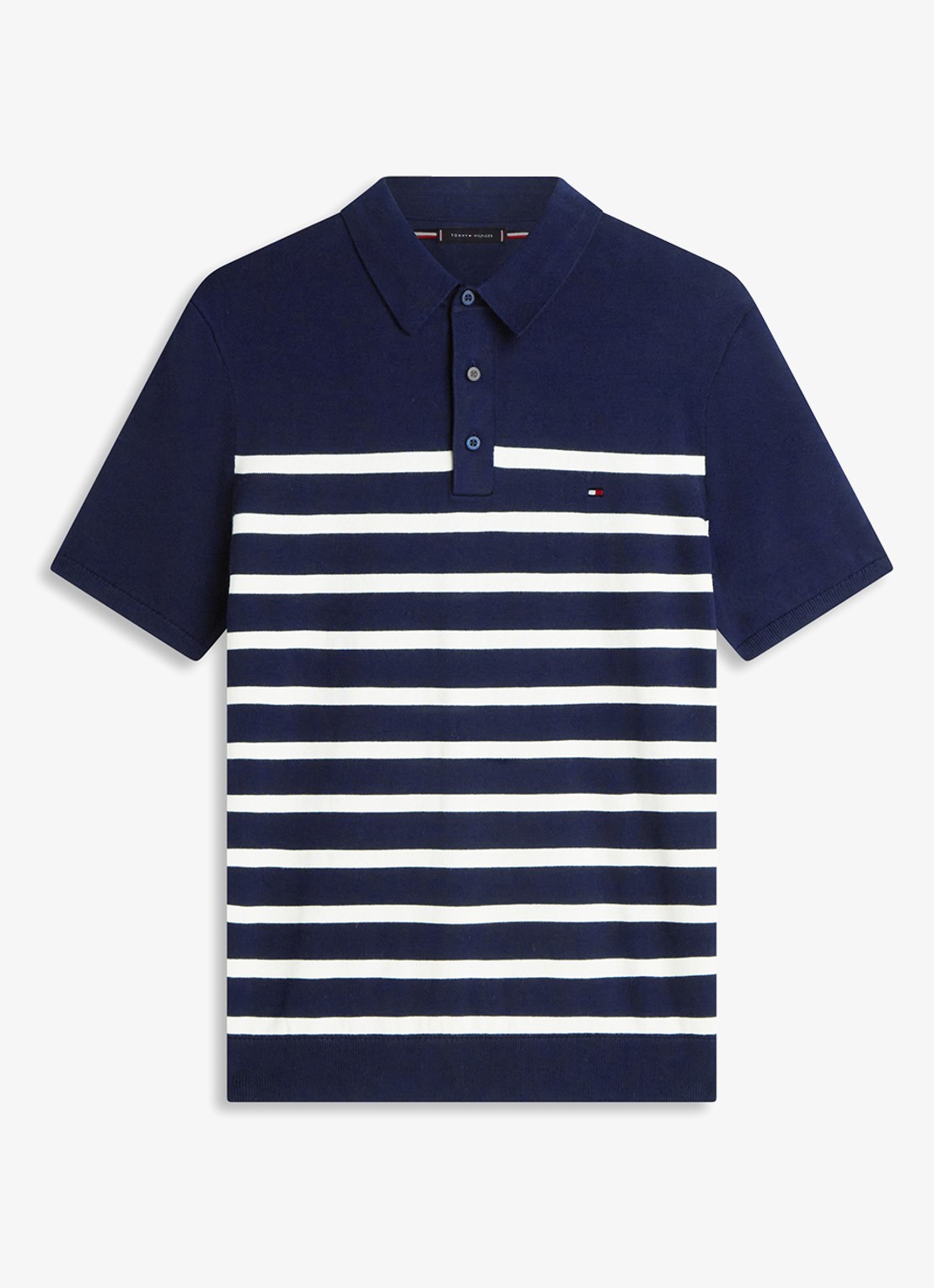 Tommy Hilfiger Regular fit polo met logoborduring - voorkant 2 donkerblauw