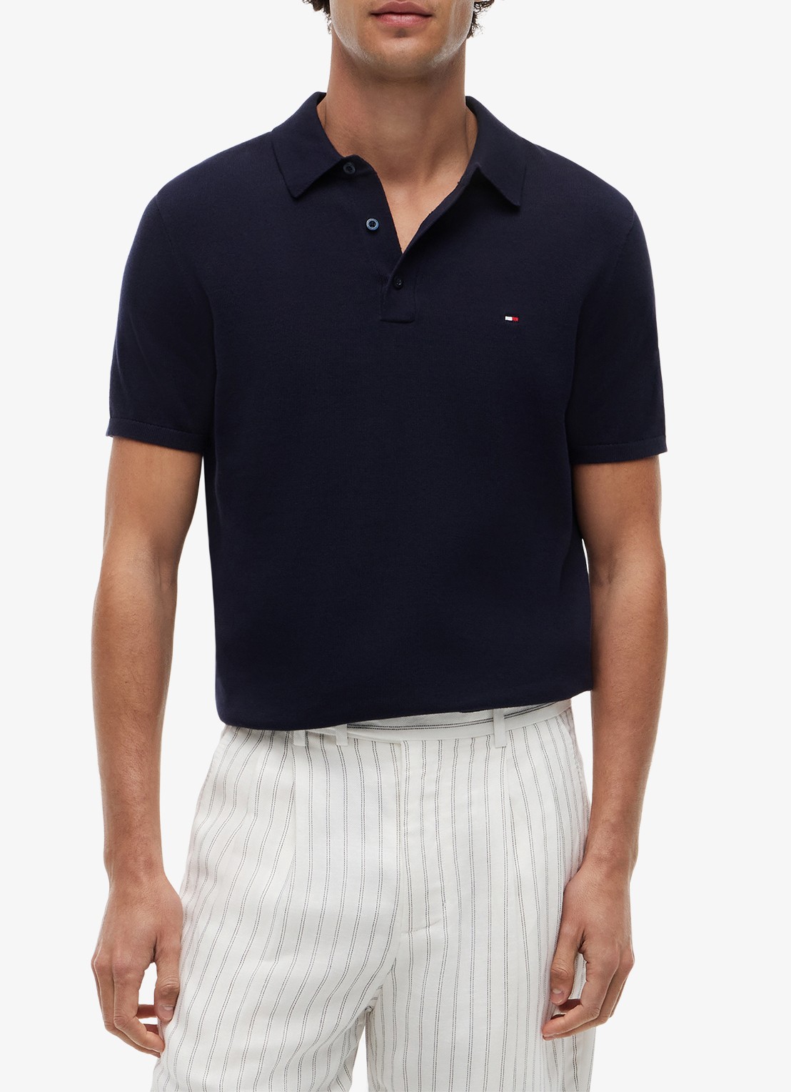 Tommy Hilfiger Regular fit polo met logoborduring - detail 2 blauw