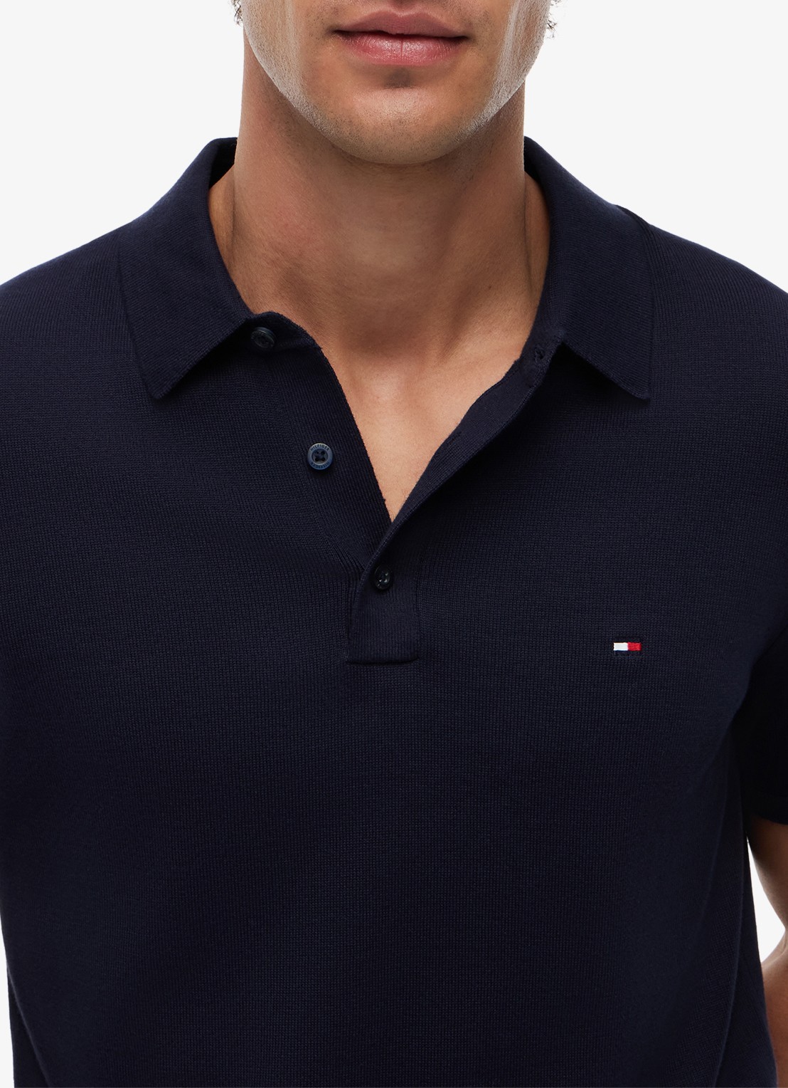 Tommy Hilfiger Regular fit polo met logoborduring - detail 3 blauw
