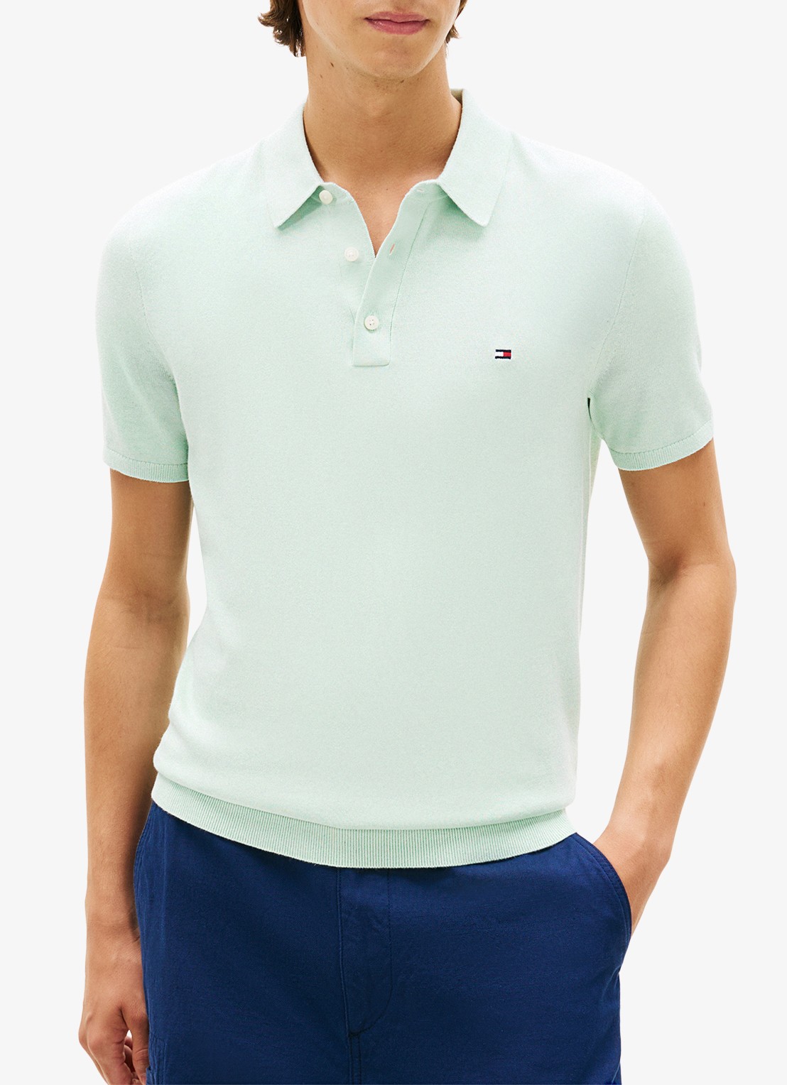 Tommy Hilfiger Regular fit polo met logoborduring - detail 4 mint