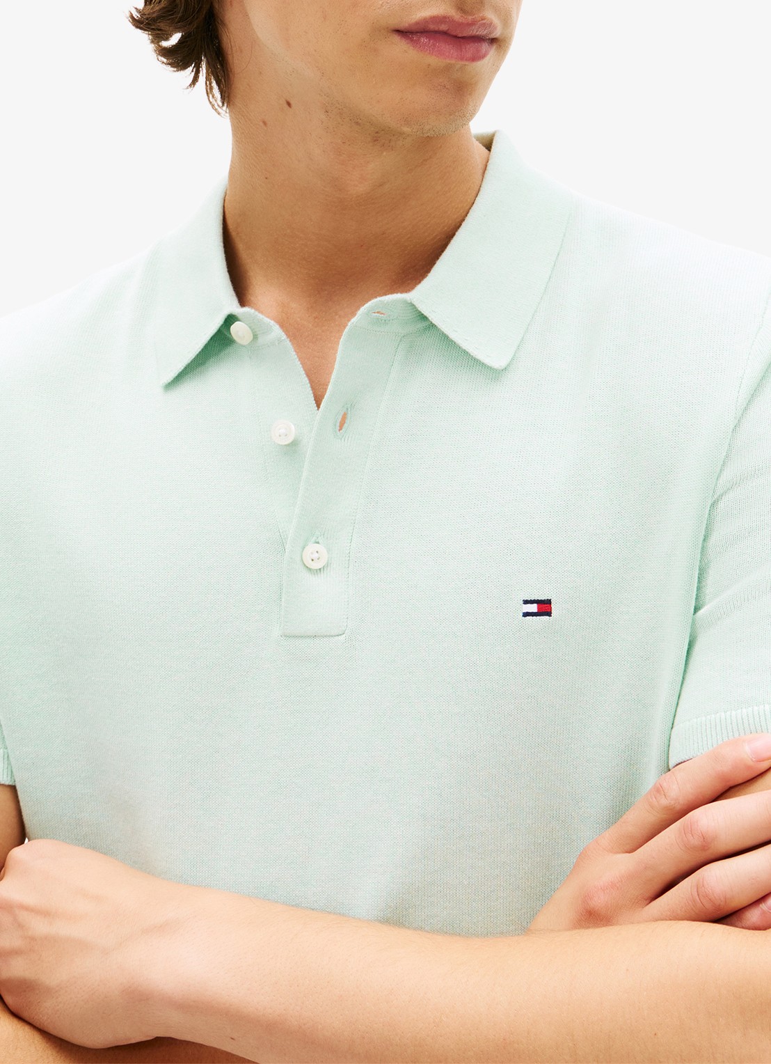 Tommy Hilfiger Regular fit polo met logoborduring - detail 5 mint