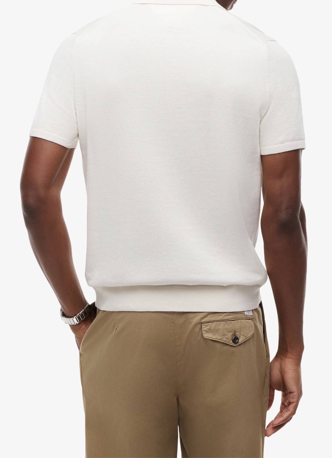 Tommy Hilfiger Regular fit polo met logoborduring - achterkant gebroken wit