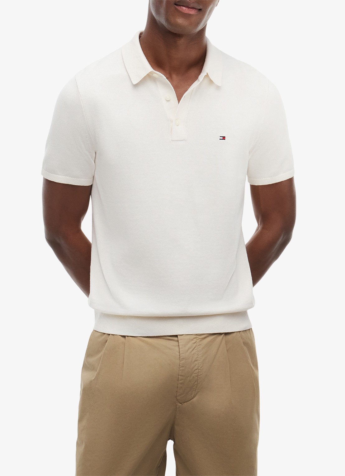 Tommy Hilfiger Regular fit polo met logoborduring - detail 2 gebroken wit
