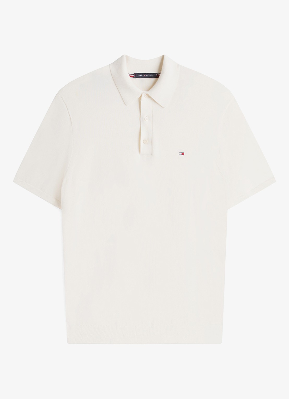Tommy Hilfiger Regular fit polo met logoborduring - voorkant 4 gebroken wit