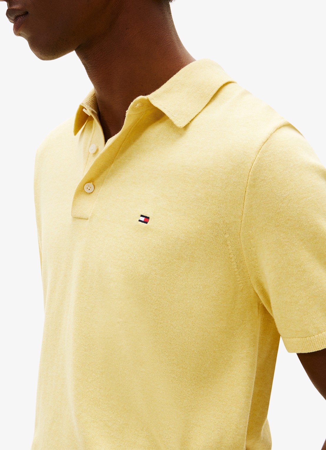 Tommy Hilfiger Regular fit polo met logoborduring - detail 5 geel