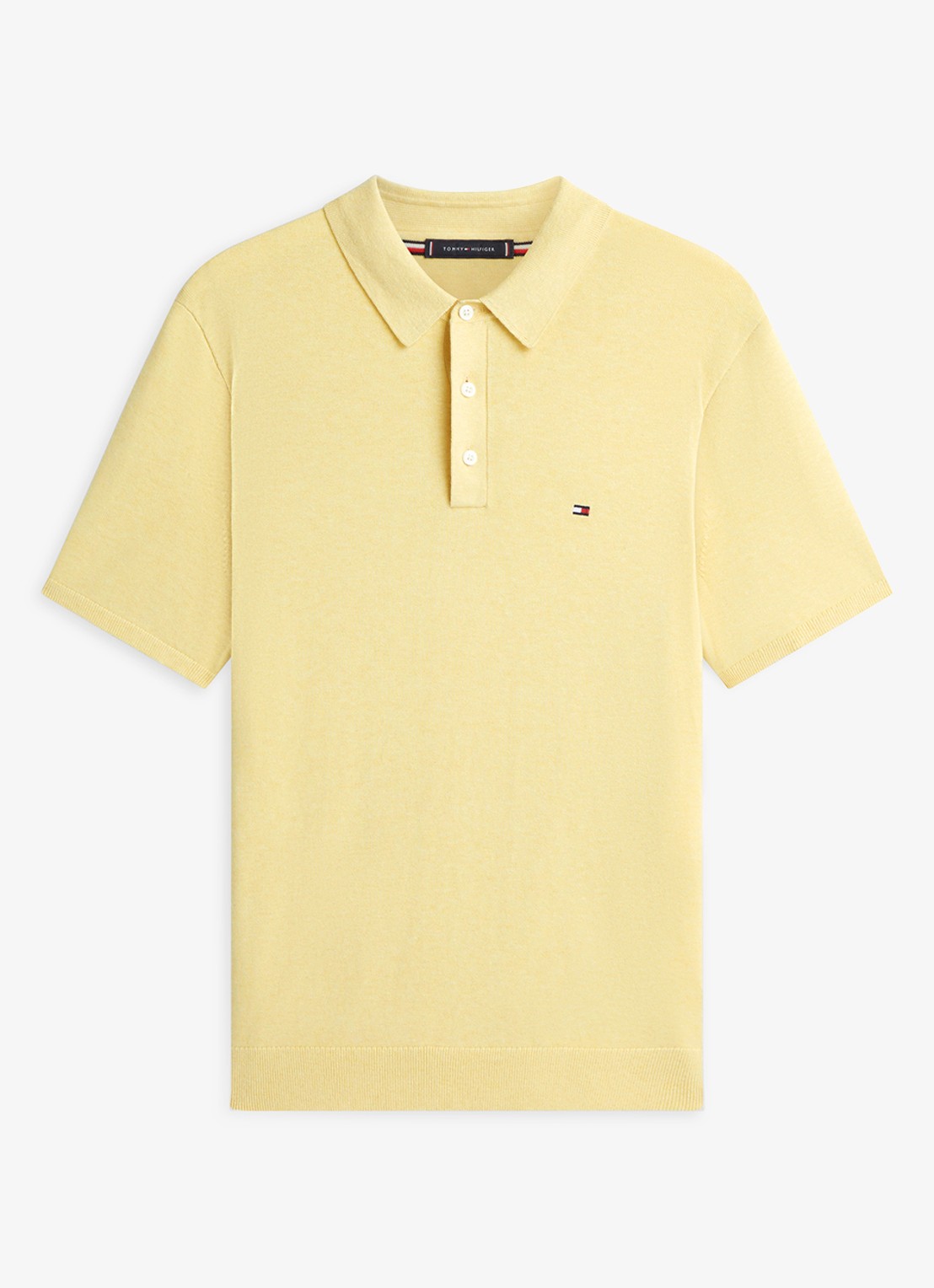 Tommy Hilfiger Regular fit polo met logoborduring - voorkant geel