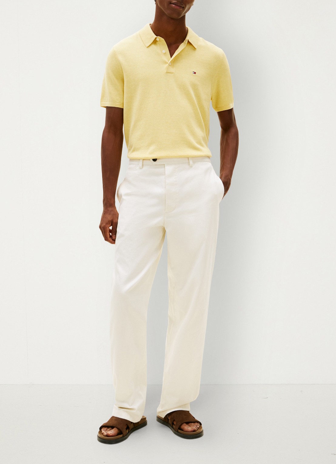 Tommy Hilfiger Regular fit polo met logoborduring - voorkant 2 geel