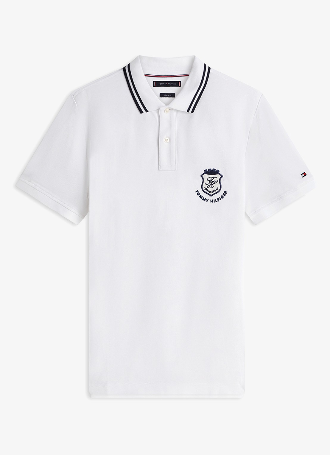 Tommy Hilfiger Regular fit polo met logoborduring - voorkant 4 wit