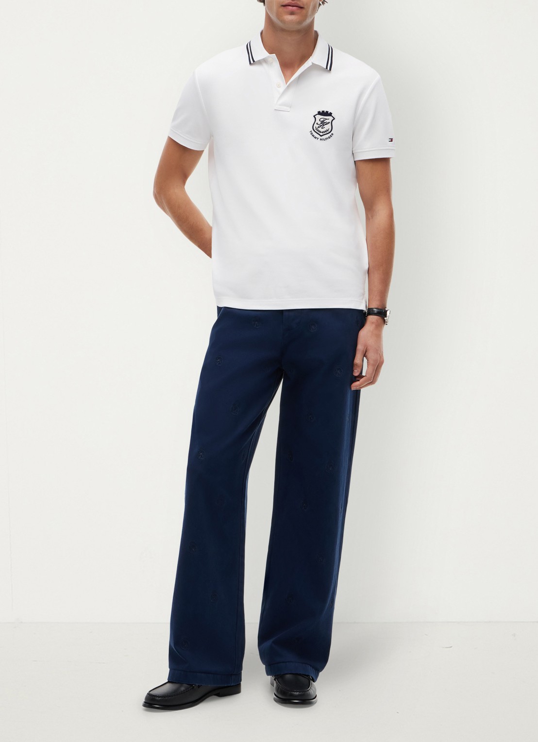 Tommy Hilfiger Regular fit polo met logoborduring - voorkant 5 wit