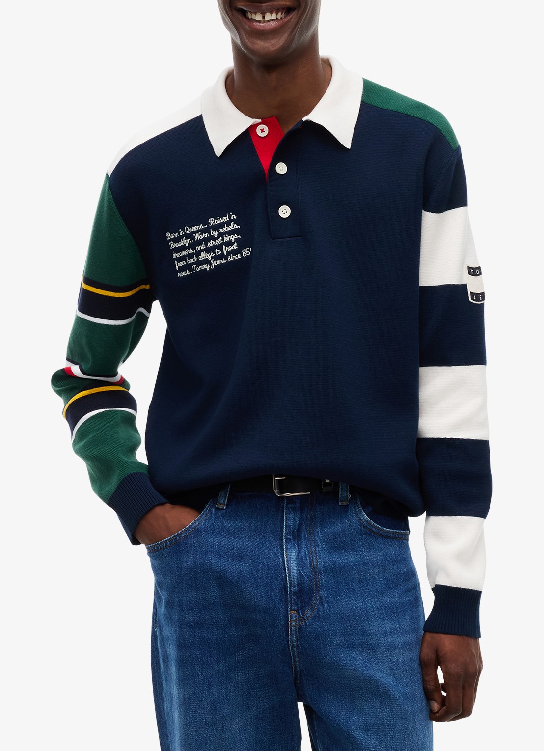 Tommy Hilfiger Regular fit polo met streepprint en logo - detail 4 donkerblauw