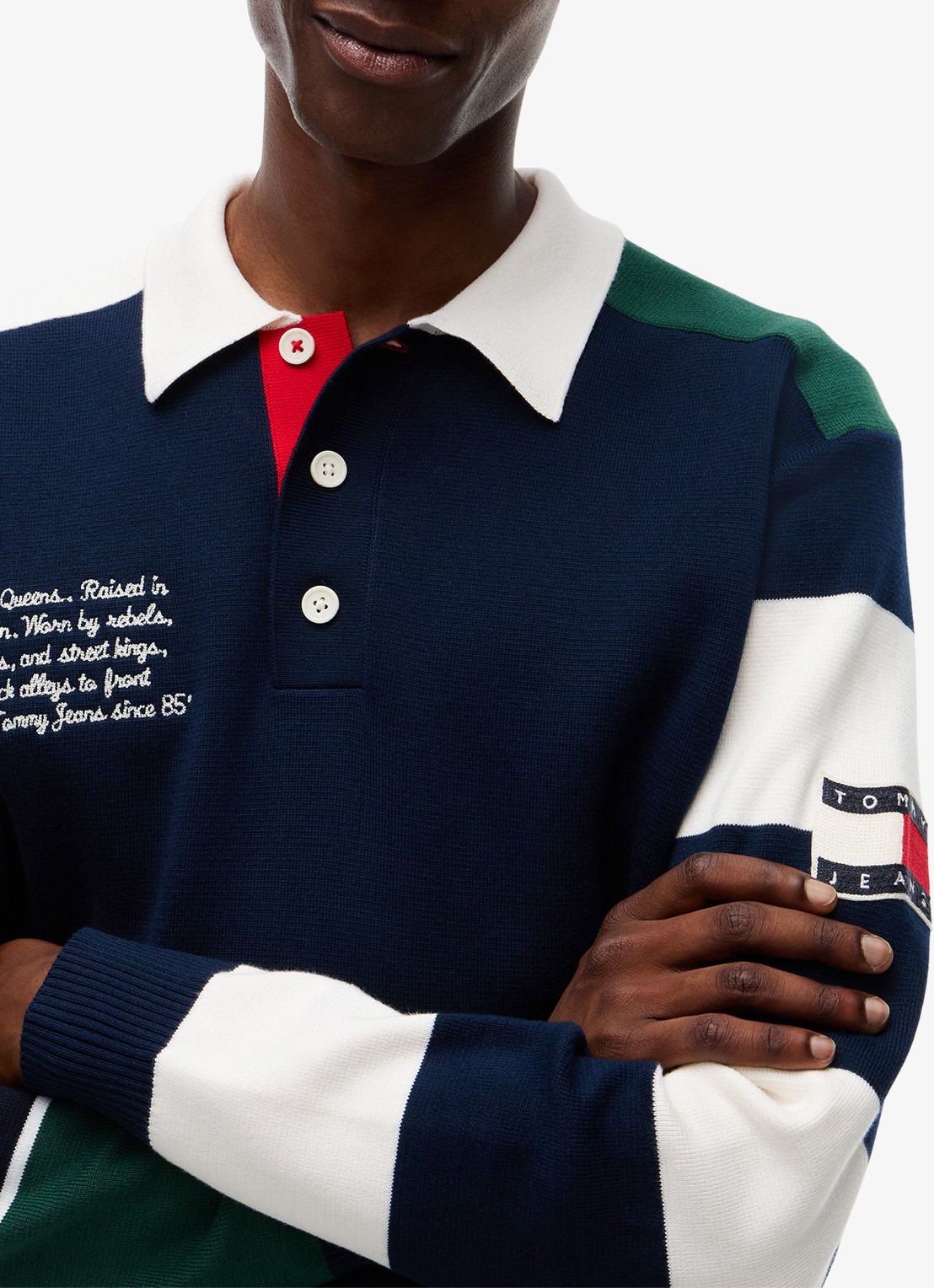 Tommy Hilfiger Regular fit polo met streepprint en logo - detail 5 donkerblauw