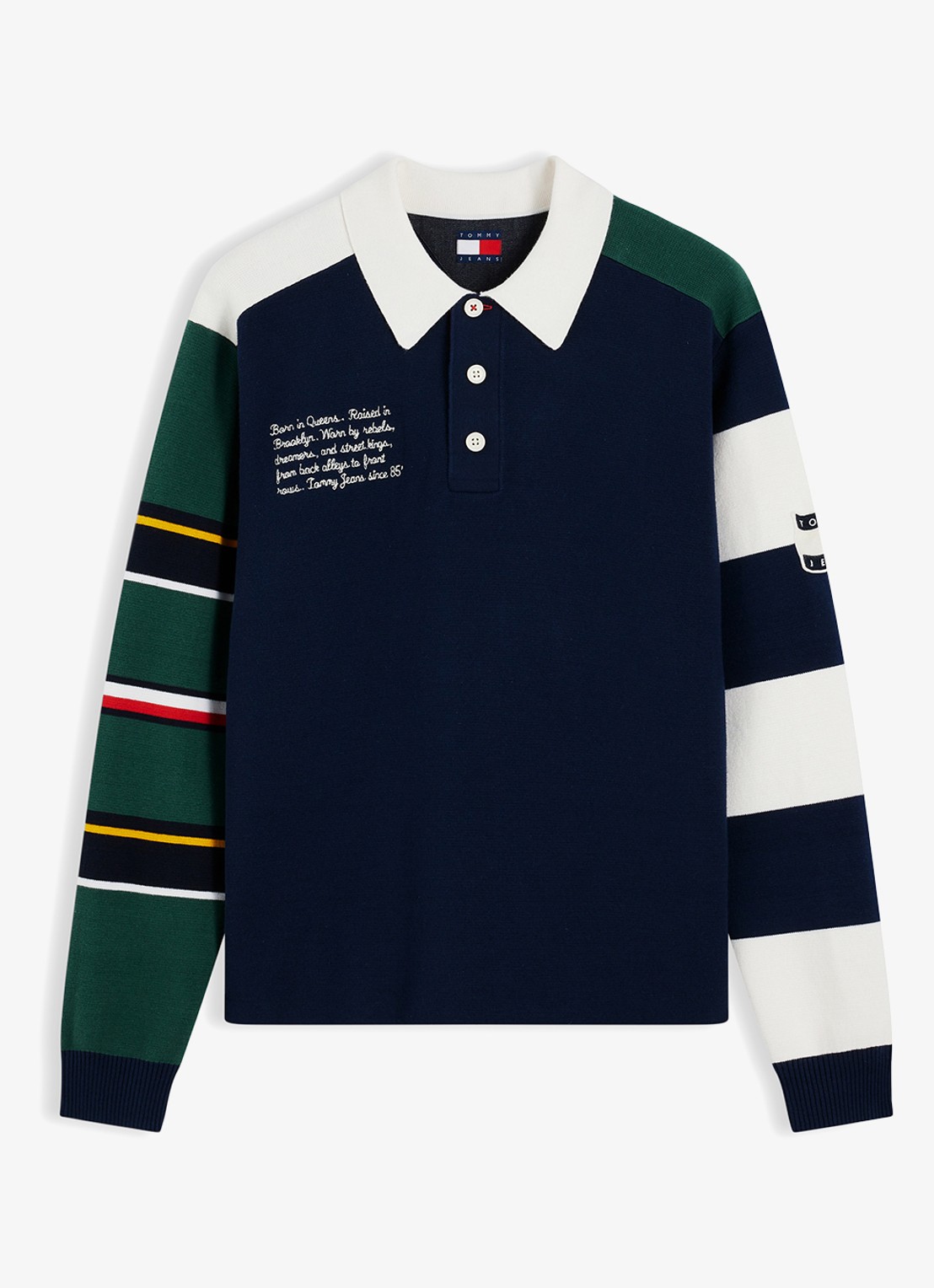 Tommy Hilfiger Regular fit polo met streepprint en logo - voorkant 2 donkerblauw