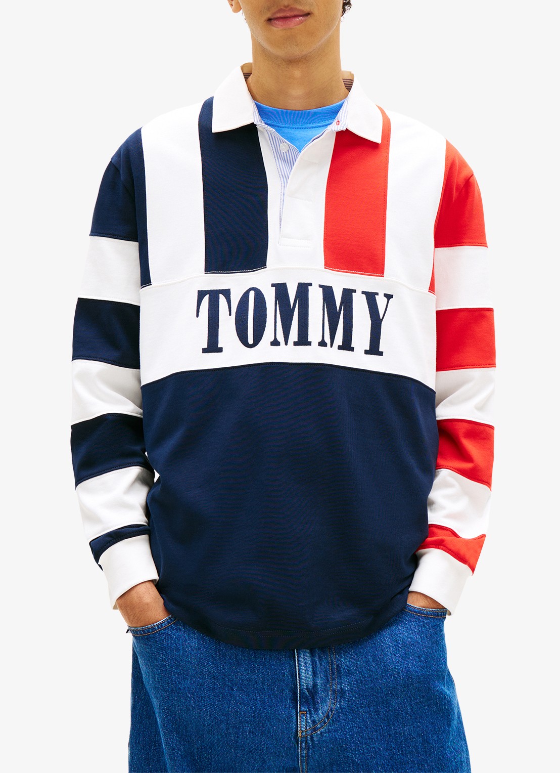 Tommy Hilfiger Regular fit polo met streepprint - detail dark night navy-c1g