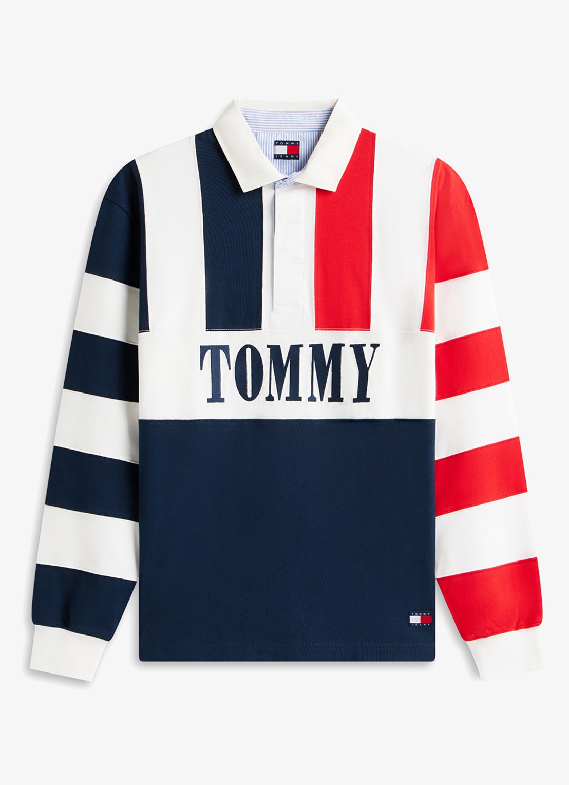 Tommy Hilfiger Regular fit polo met streepprint - voorkant 4 dark night navy-c1g