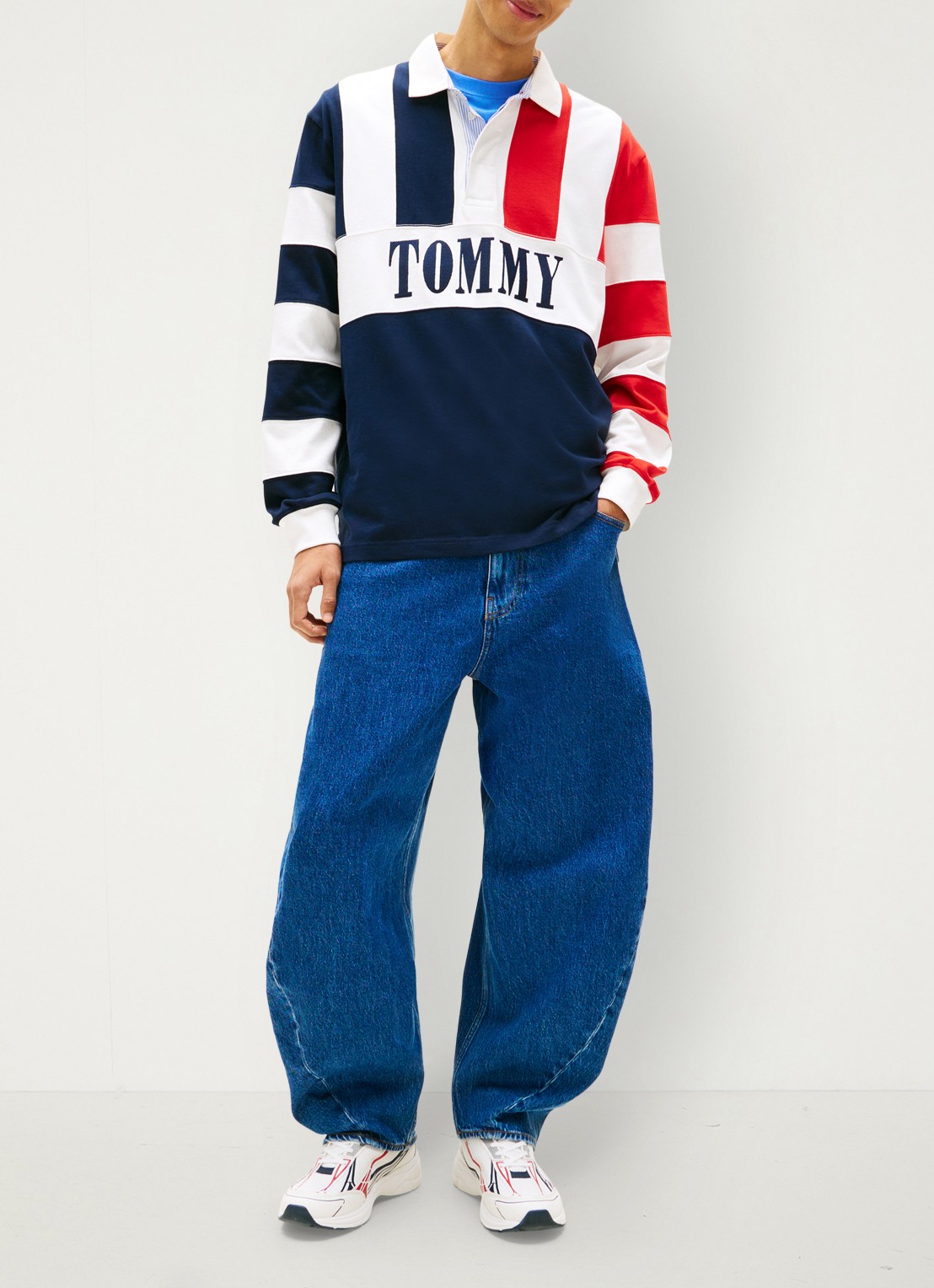 Tommy Hilfiger Regular fit polo met streepprint - voorkant 5 dark night navy-c1g