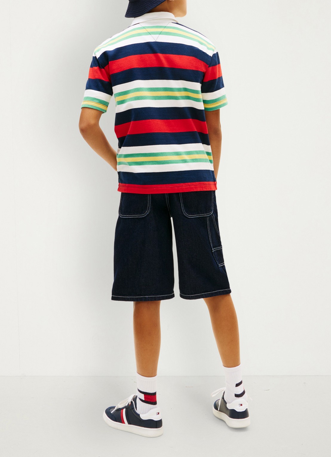 Tommy Hilfiger Regular fit polo met streepprint - achterkant 5 rood