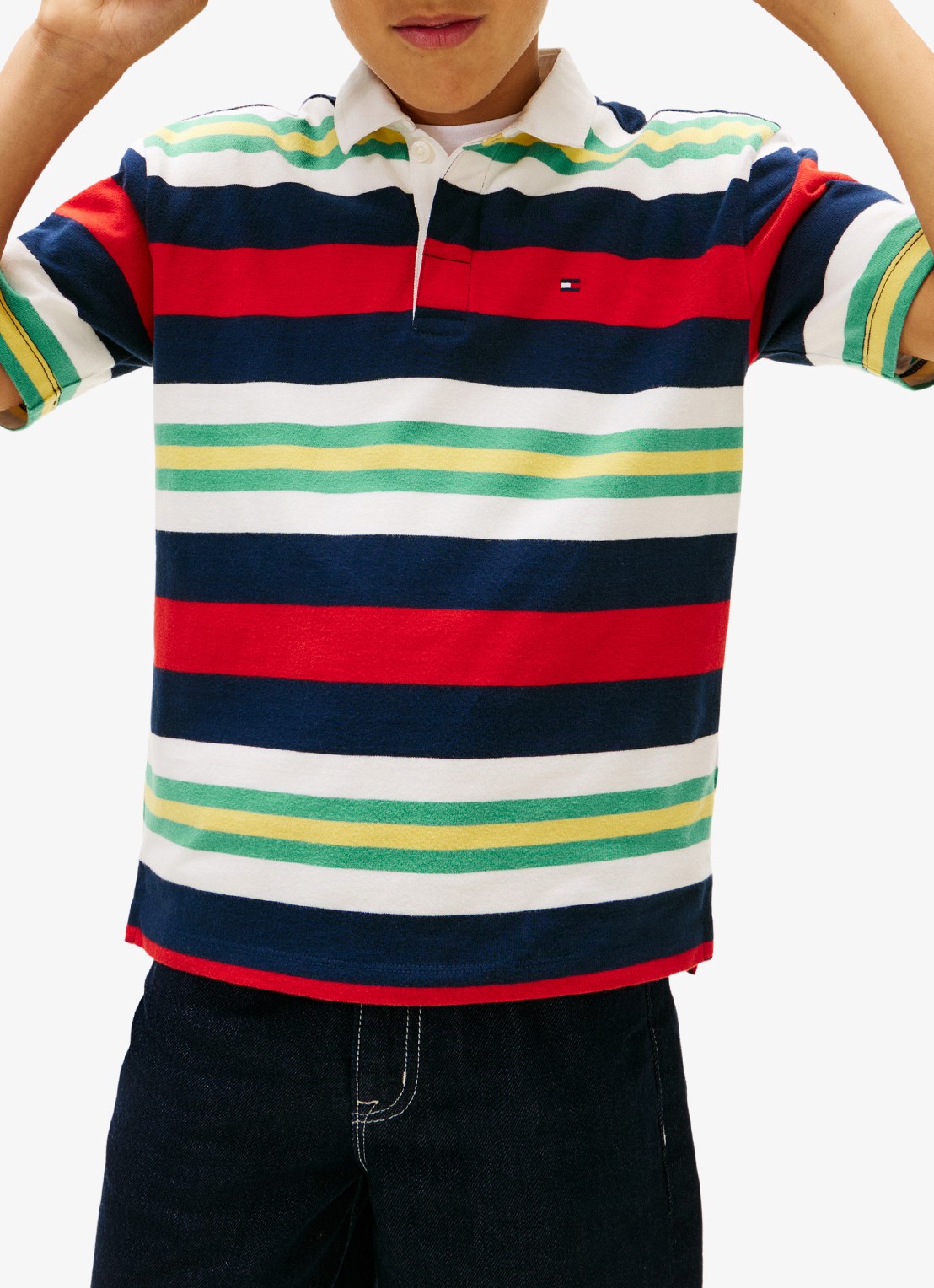 Tommy Hilfiger Regular fit polo met streepprint - detail 3 rood