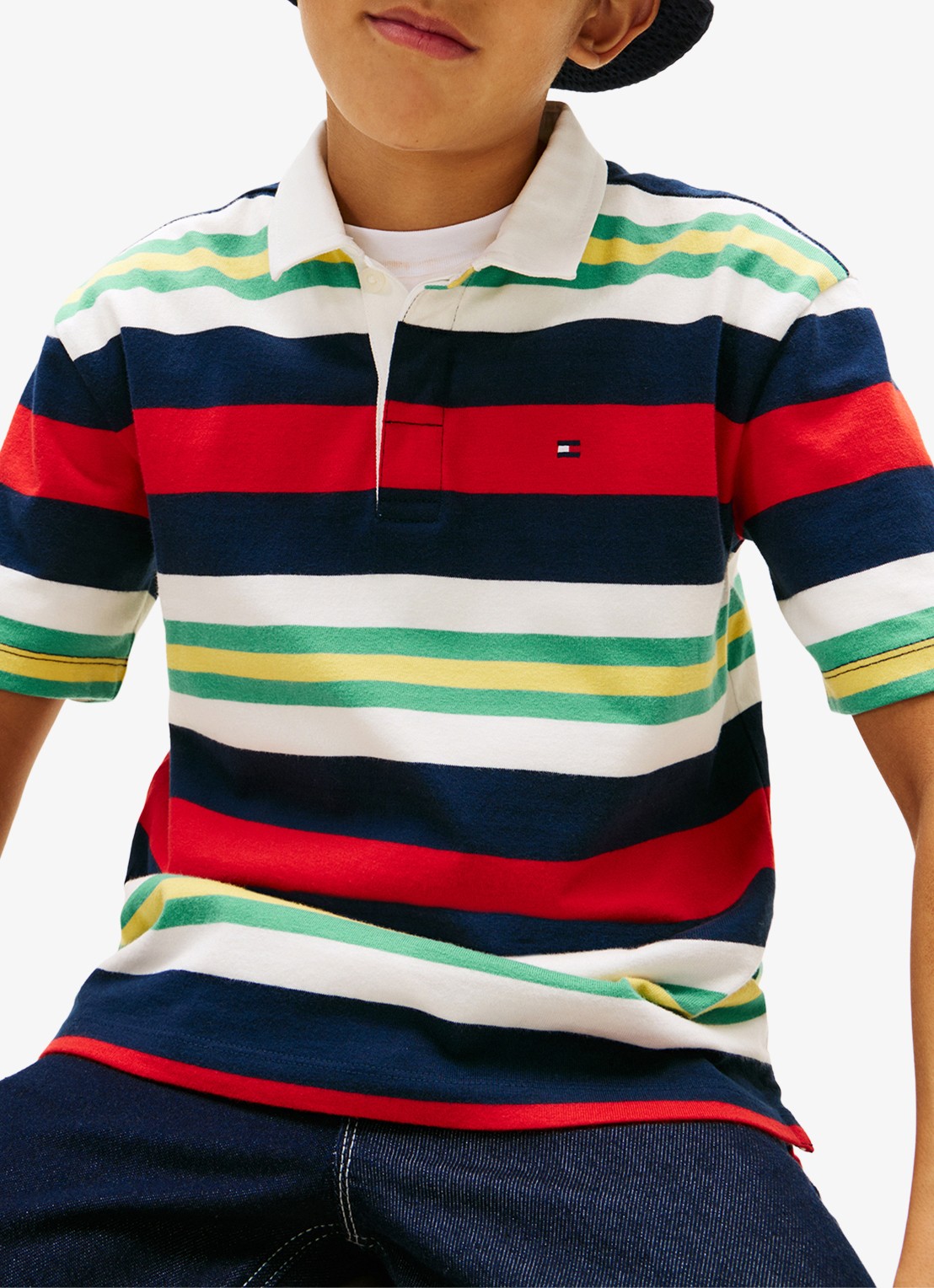 Tommy Hilfiger Regular fit polo met streepprint - detail 4 rood
