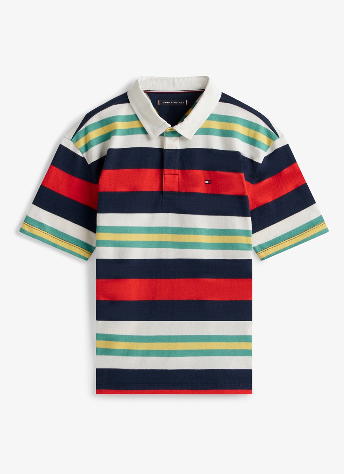 Tommy Hilfiger Regular fit polo met streepprint - voorkant rood