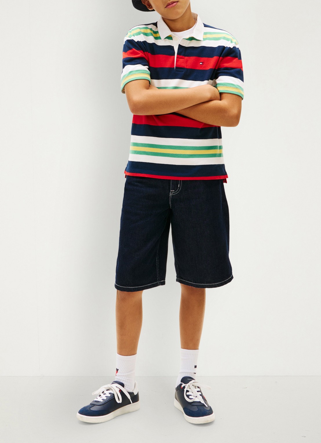 Tommy Hilfiger Regular fit polo met streepprint - voorkant 2 rood