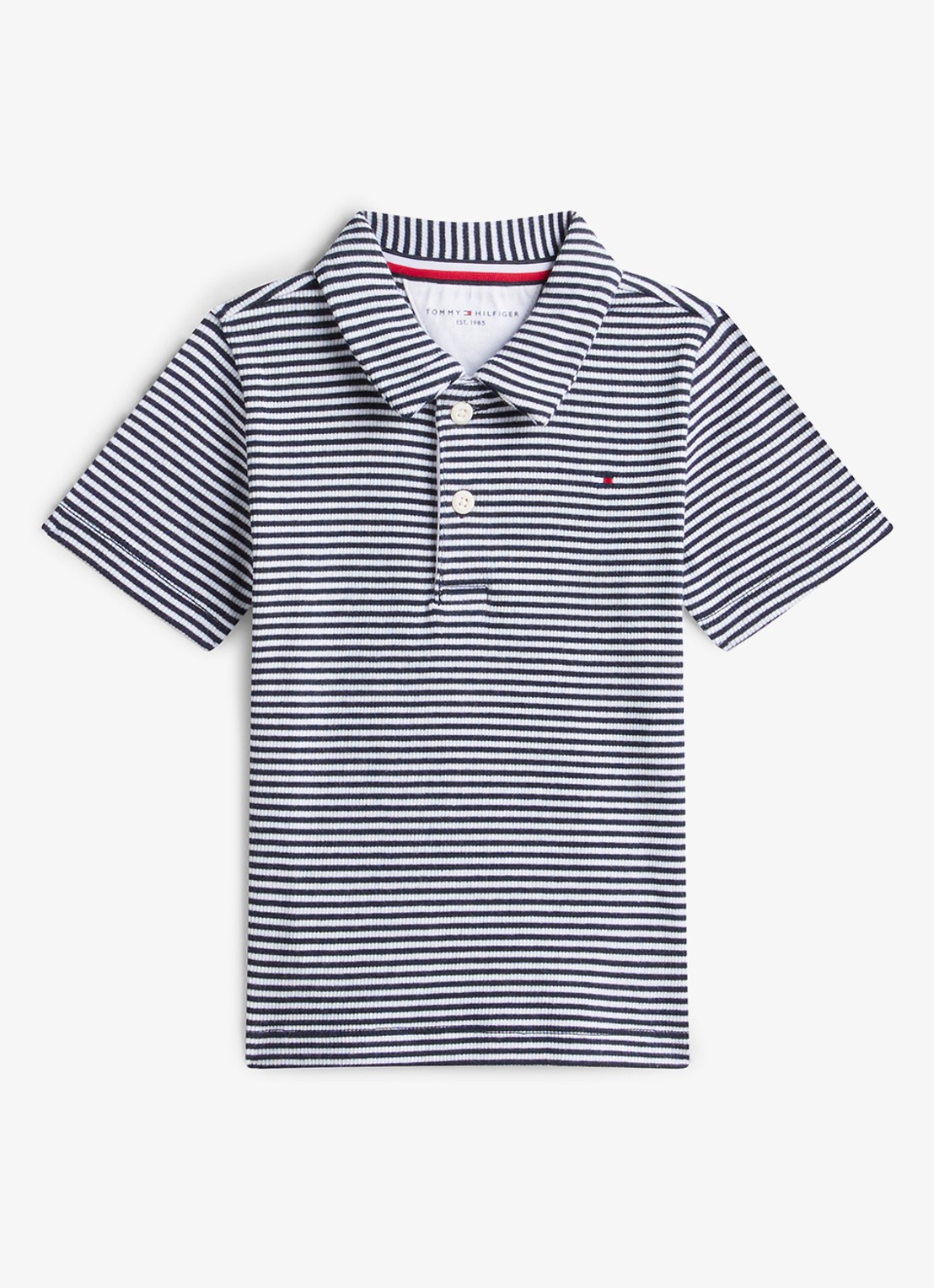 Tommy Hilfiger Regular fit polo met streepprint - voorkant 2 donkerblauw