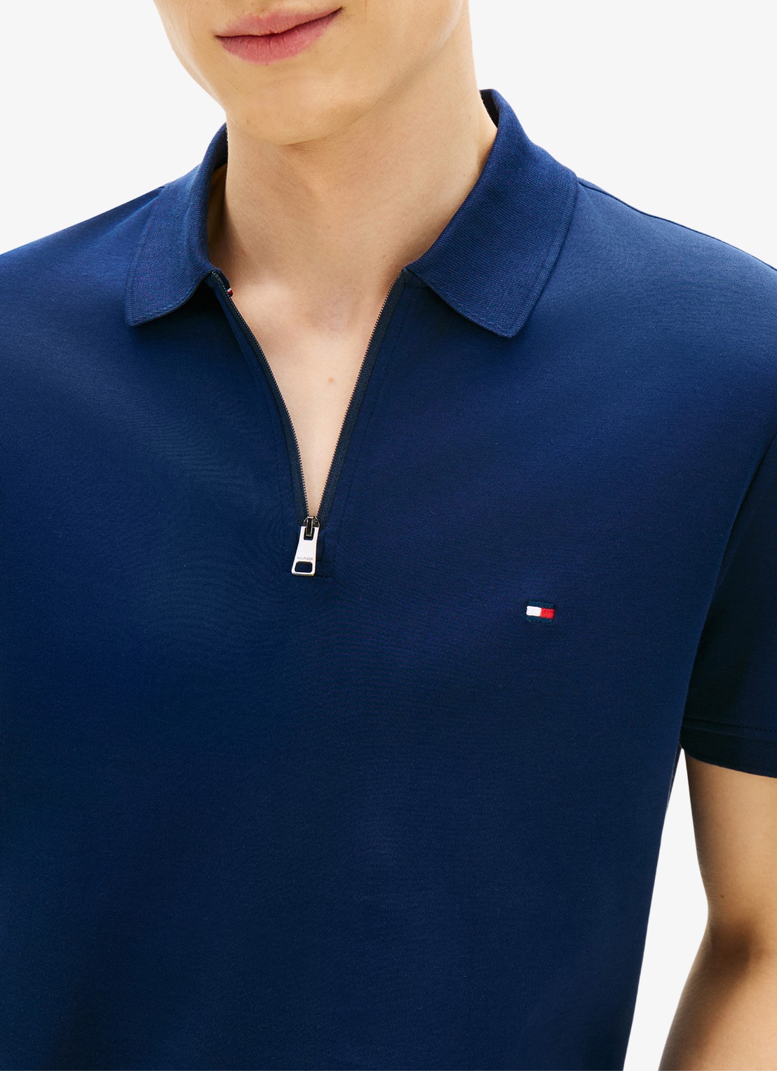Tommy Hilfiger Regular fit polo van katoen - detail 2 donkerblauw