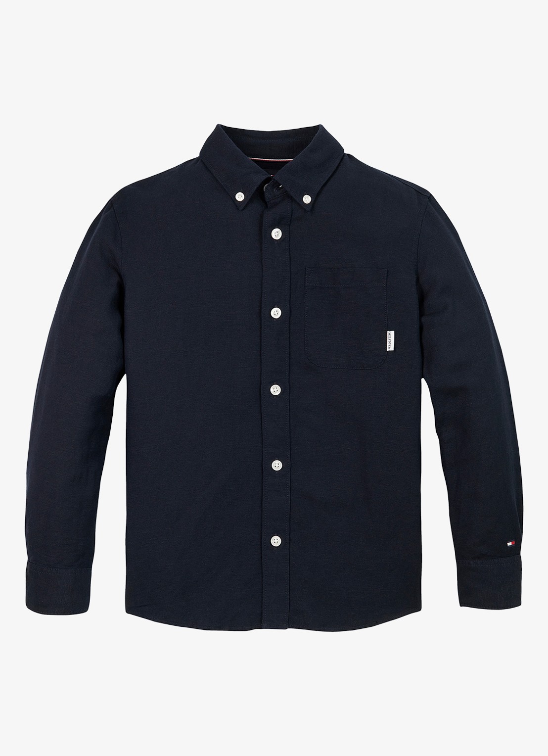 Tommy Hilfiger Relaxed fit overhemd in linnenblend - voorkant 3 donkerblauw
