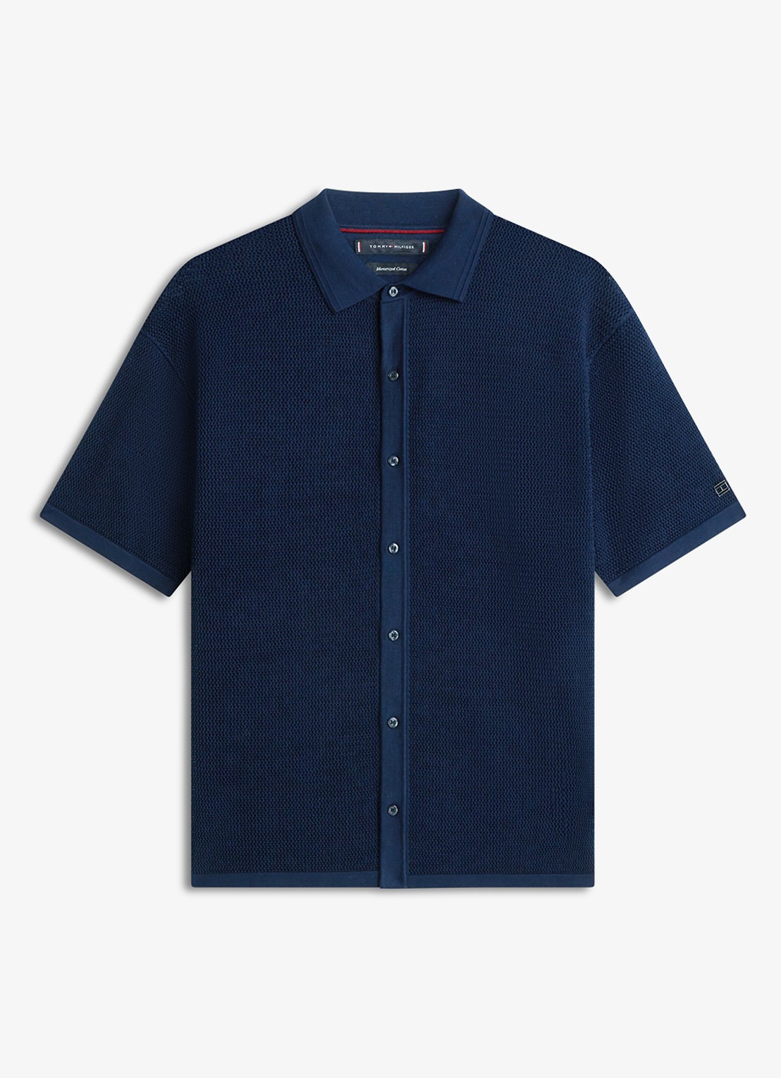 Tommy Hilfiger Relaxed fit overhemd met opengewerkt dessin - voorkant donkerblauw