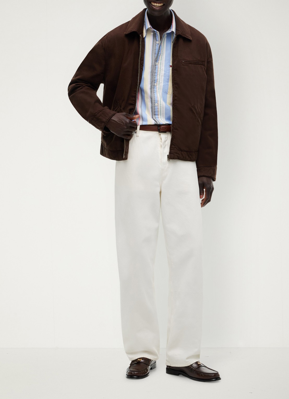 Tommy Hilfiger Relaxed fit overhemd met streepprint - voorkant 3 blauw