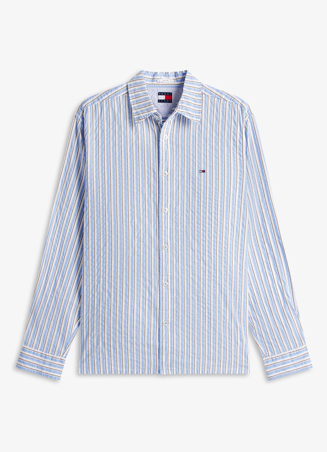 Tommy Hilfiger Relaxed fit overshirt met streepprint - voorkant denim