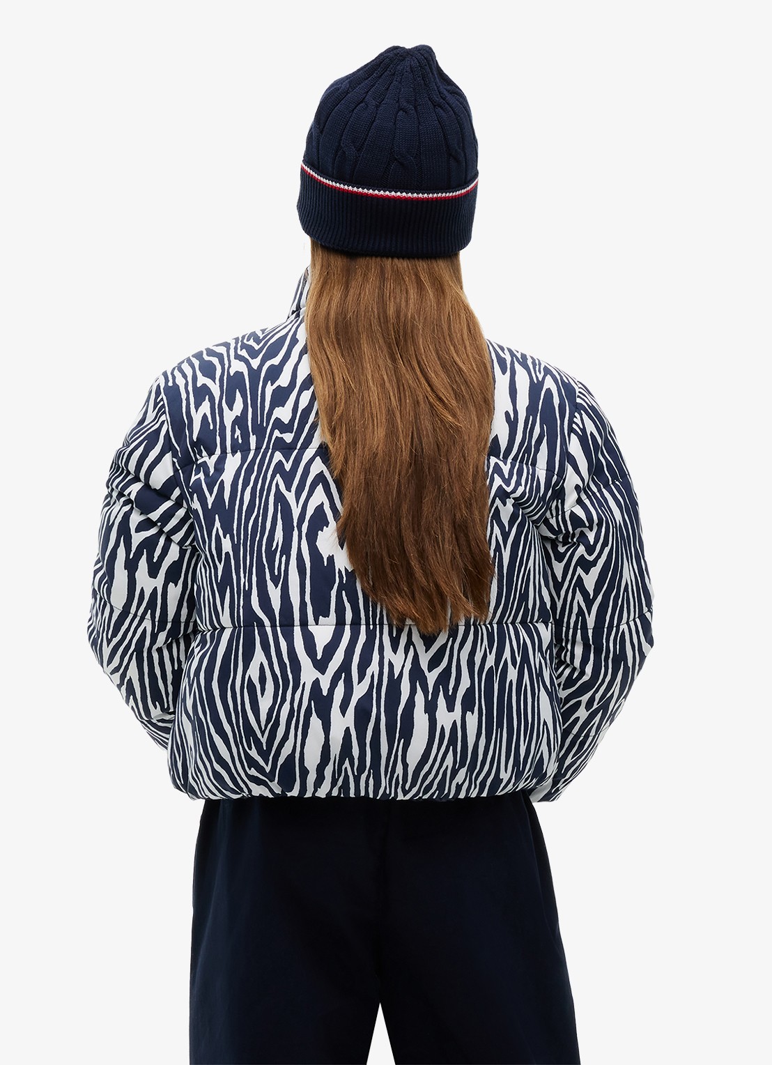 Tommy Hilfiger Reversible puffer jas met dierenprint  - achterkant 3 blauw