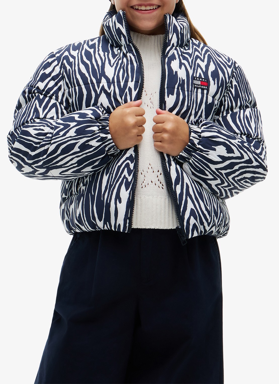 Tommy Hilfiger Reversible puffer jas met dierenprint  - detail 4 blauw