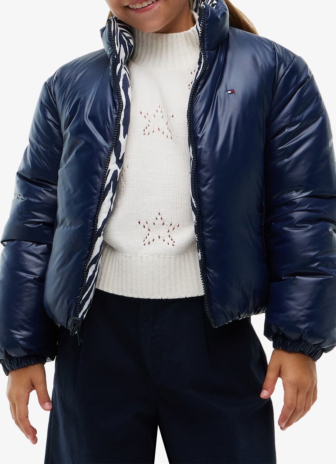 Tommy Hilfiger Reversible puffer jas met dierenprint  - detail 5 blauw