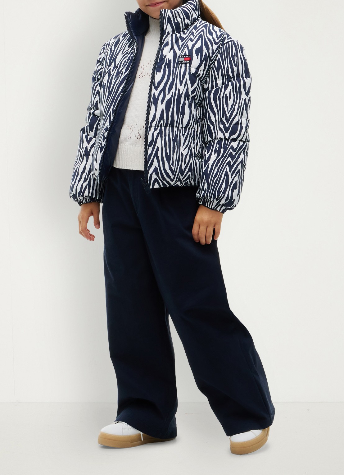 Tommy Hilfiger Reversible puffer jas met dierenprint  - voorkant 2 blauw