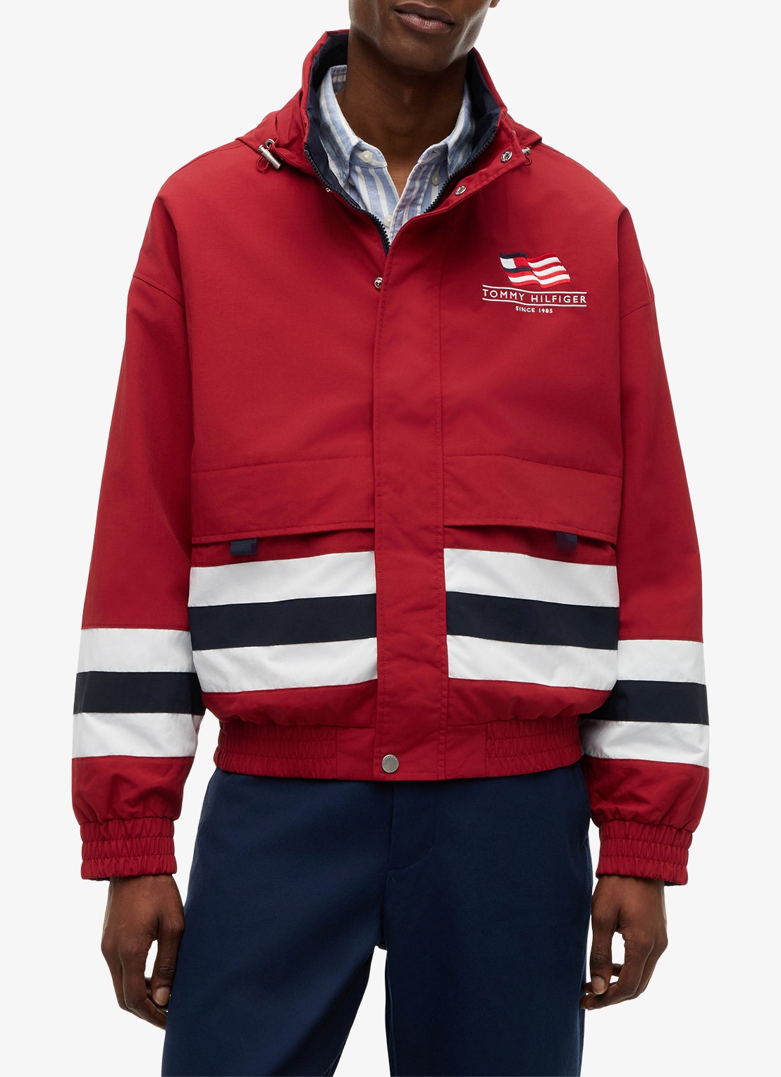 Tommy Hilfiger Reversible regenjack met logo - detail 4 rood