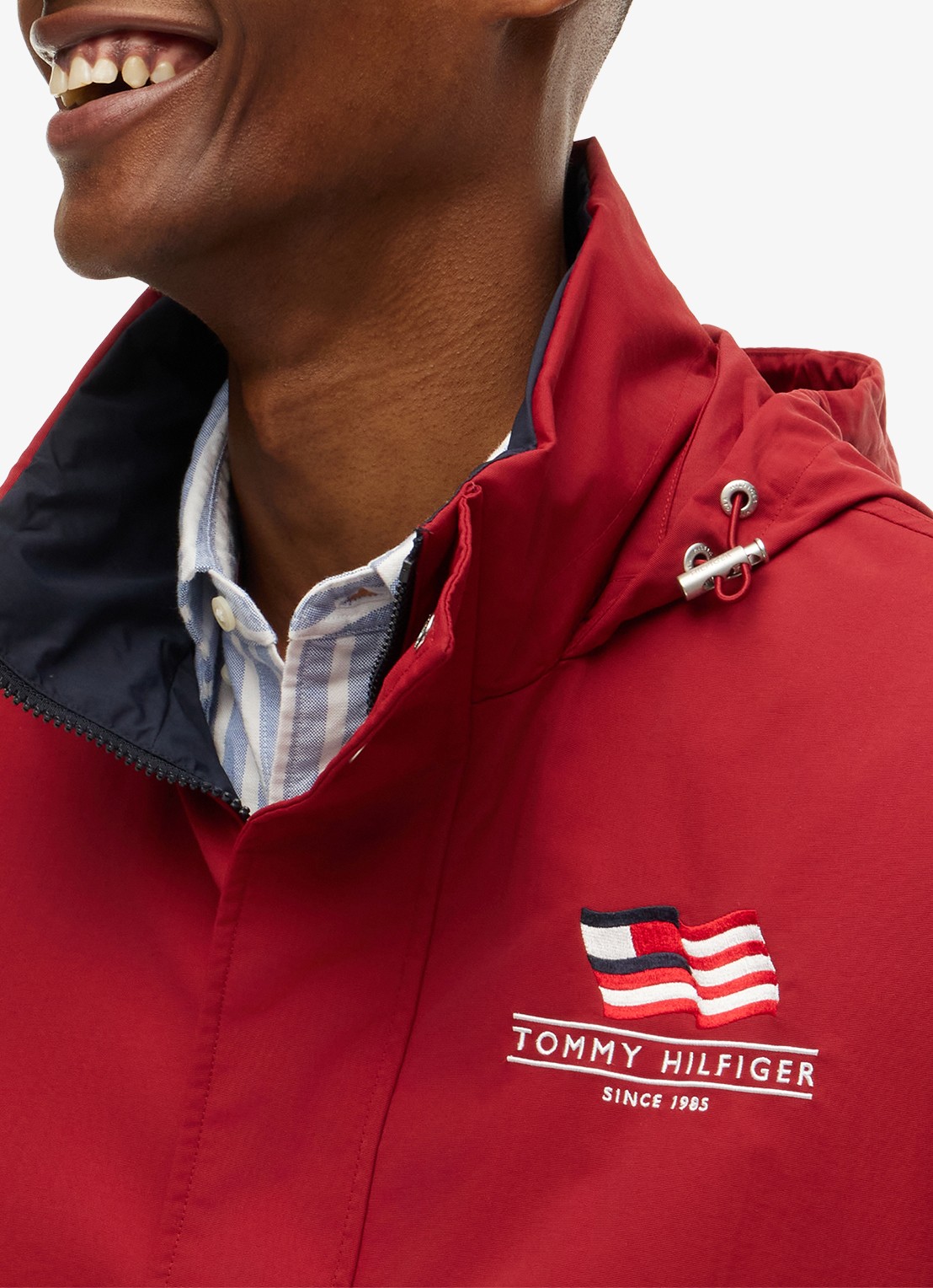 Tommy Hilfiger Reversible regenjack met logo - detail 5 rood