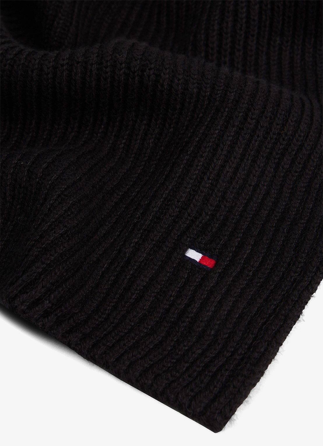 Tommy Hilfiger Ribgebreide sjaal in kasjmierblend 185 x25 cm - detail 2 zwart