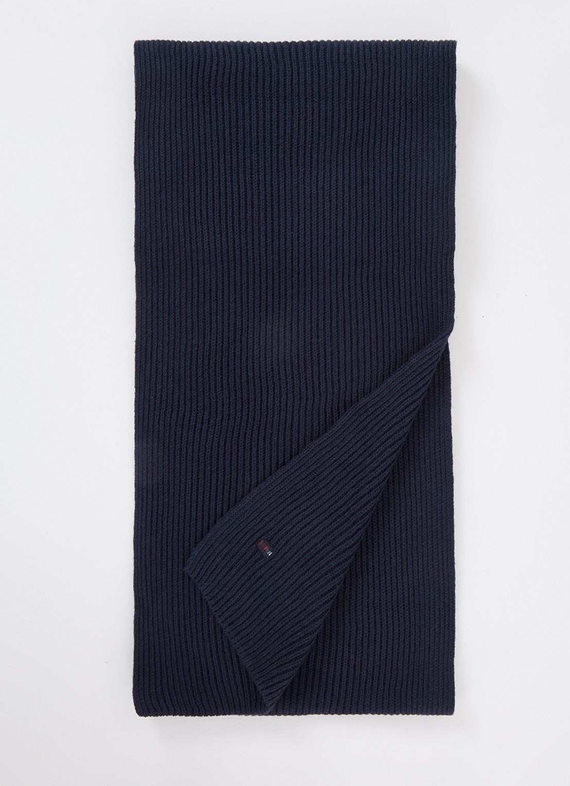 Tommy Hilfiger Ribgebreide sjaal in kasjmierblend 185 x25 cm - detail donkerblauw