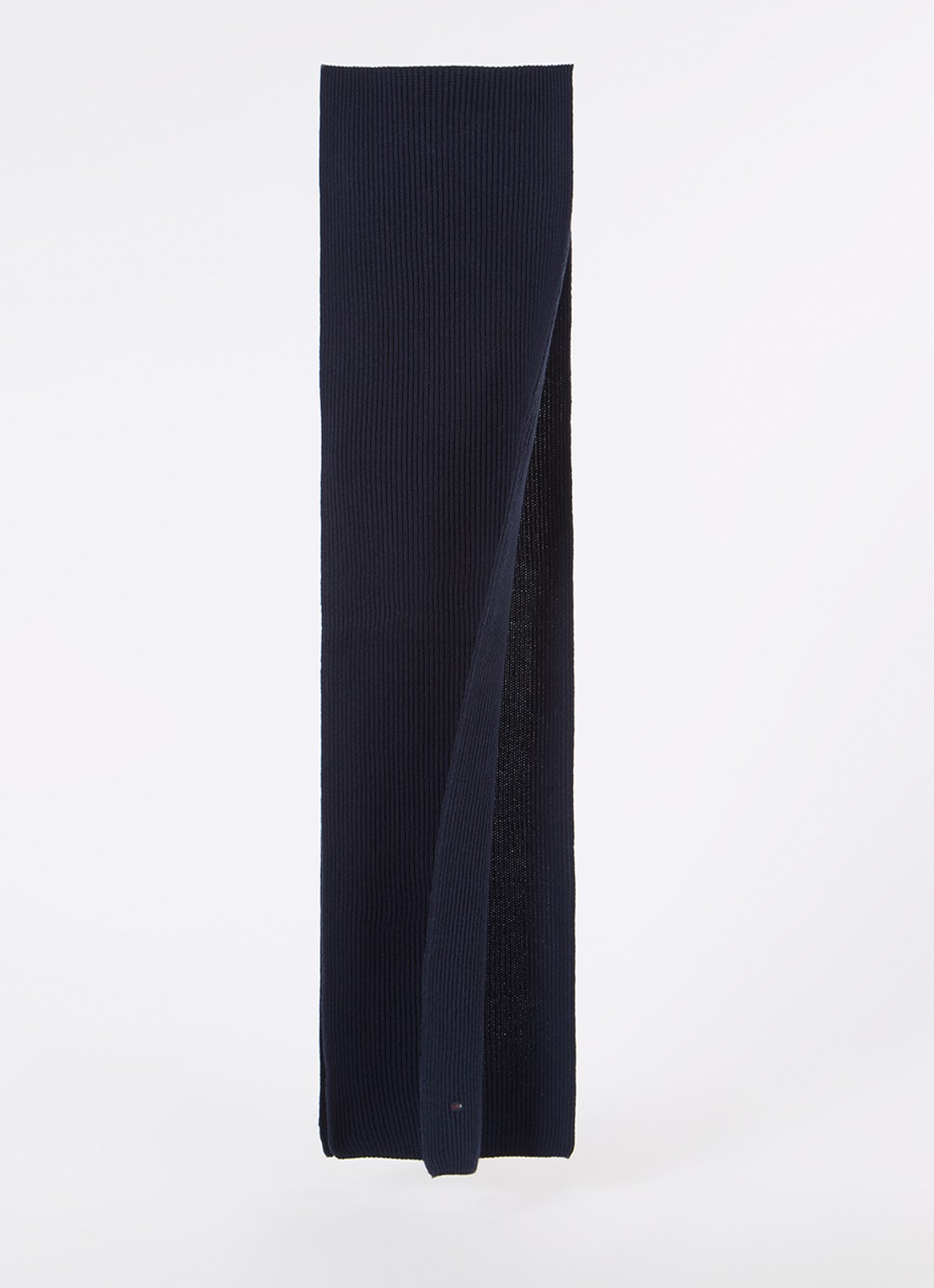 Tommy Hilfiger Ribgebreide sjaal in kasjmierblend 185 x25 cm - voorkant 3 donkerblauw