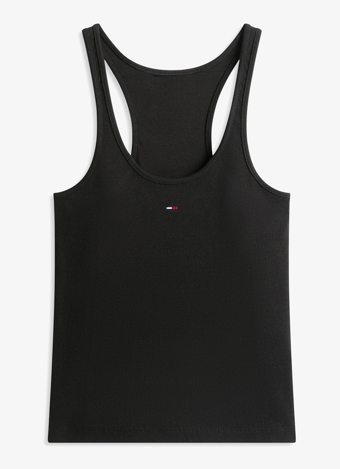 Tommy Hilfiger Ribgebreide tanktop met logoborduring - voorkant 3 zwart