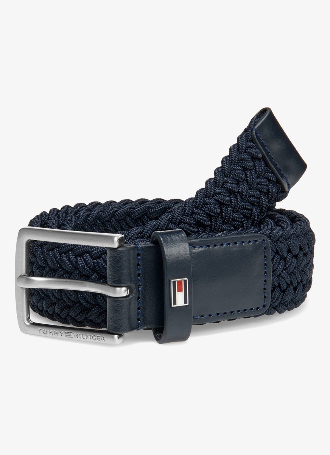 Tommy Hilfiger Riem met gevlochten detail - voorkant 3 donkerblauw