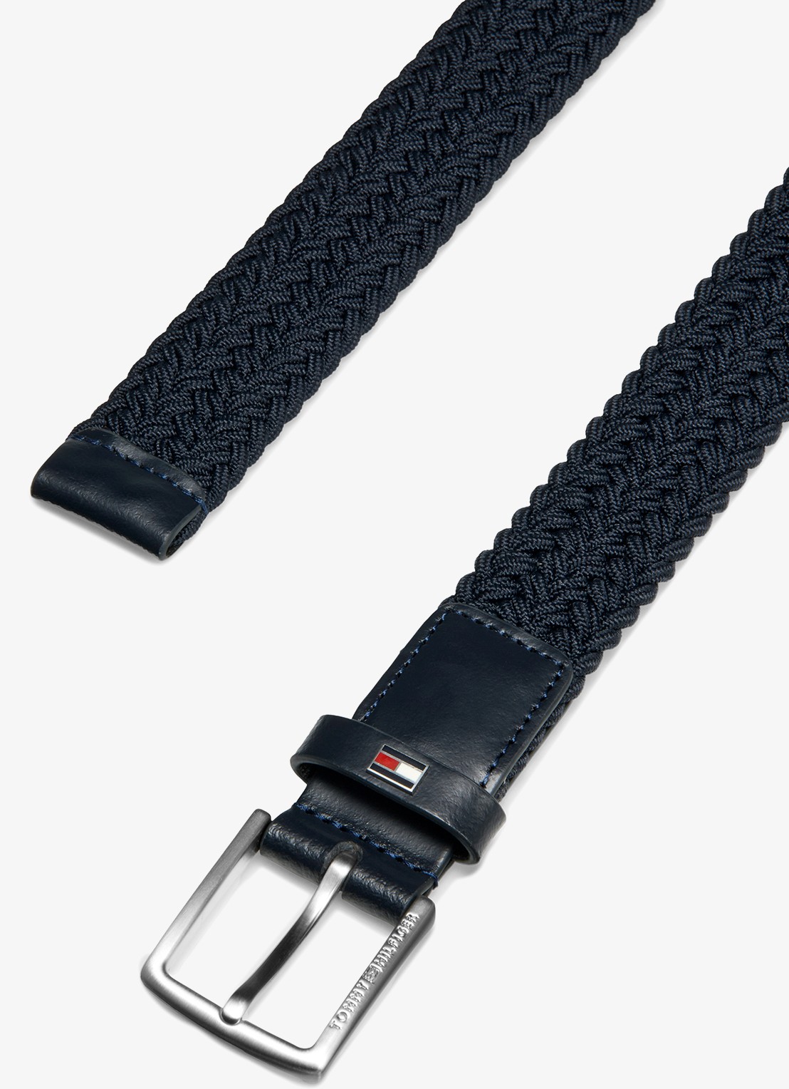 Tommy Hilfiger Riem met gevlochten detail - voorkant 4 donkerblauw