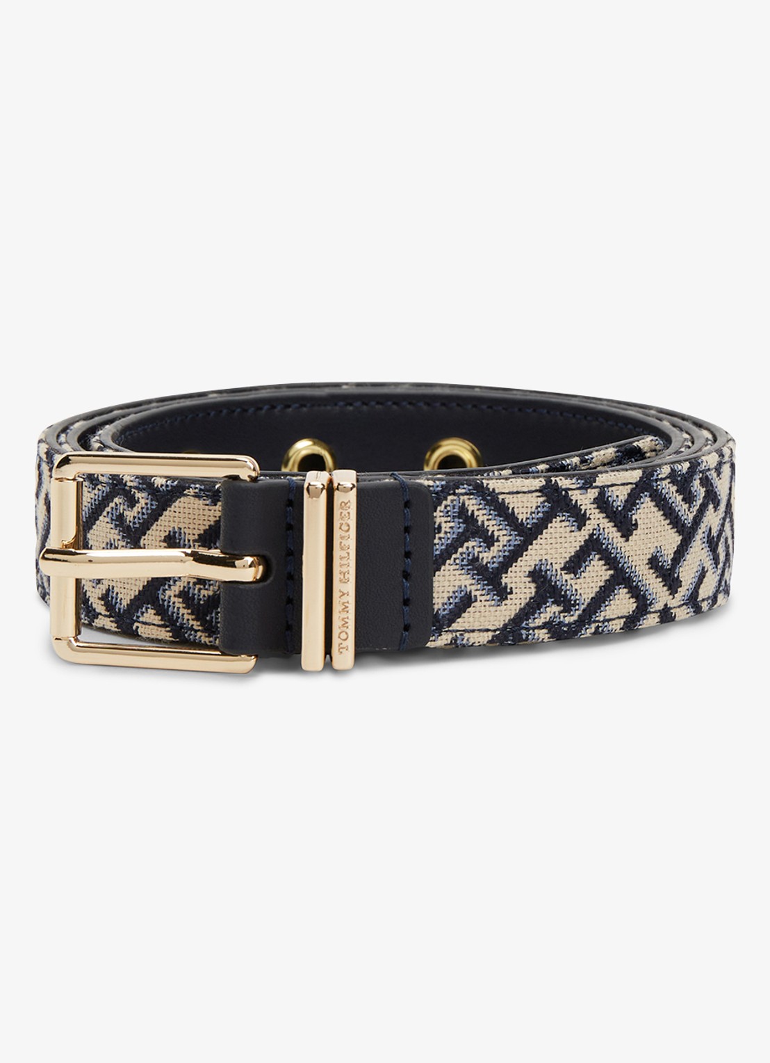 Tommy Hilfiger Riem met logoprint - voorkant donkerblauw