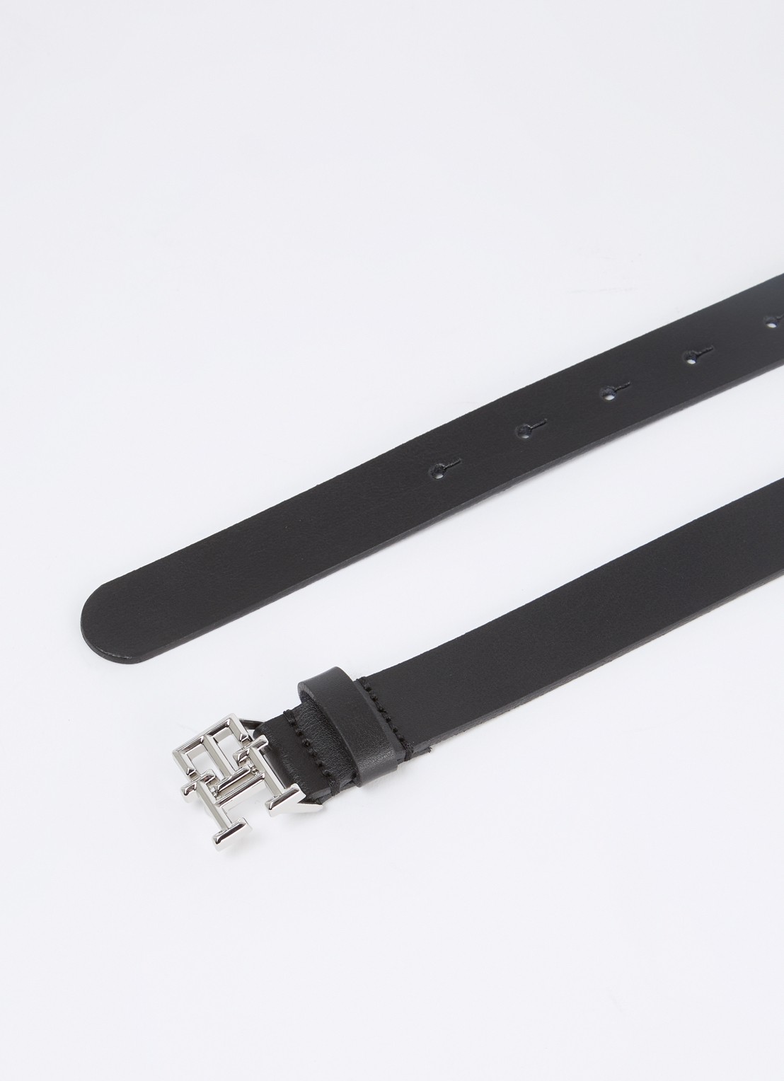 Tommy Hilfiger Riem van leer met logo - detail 2 zwart
