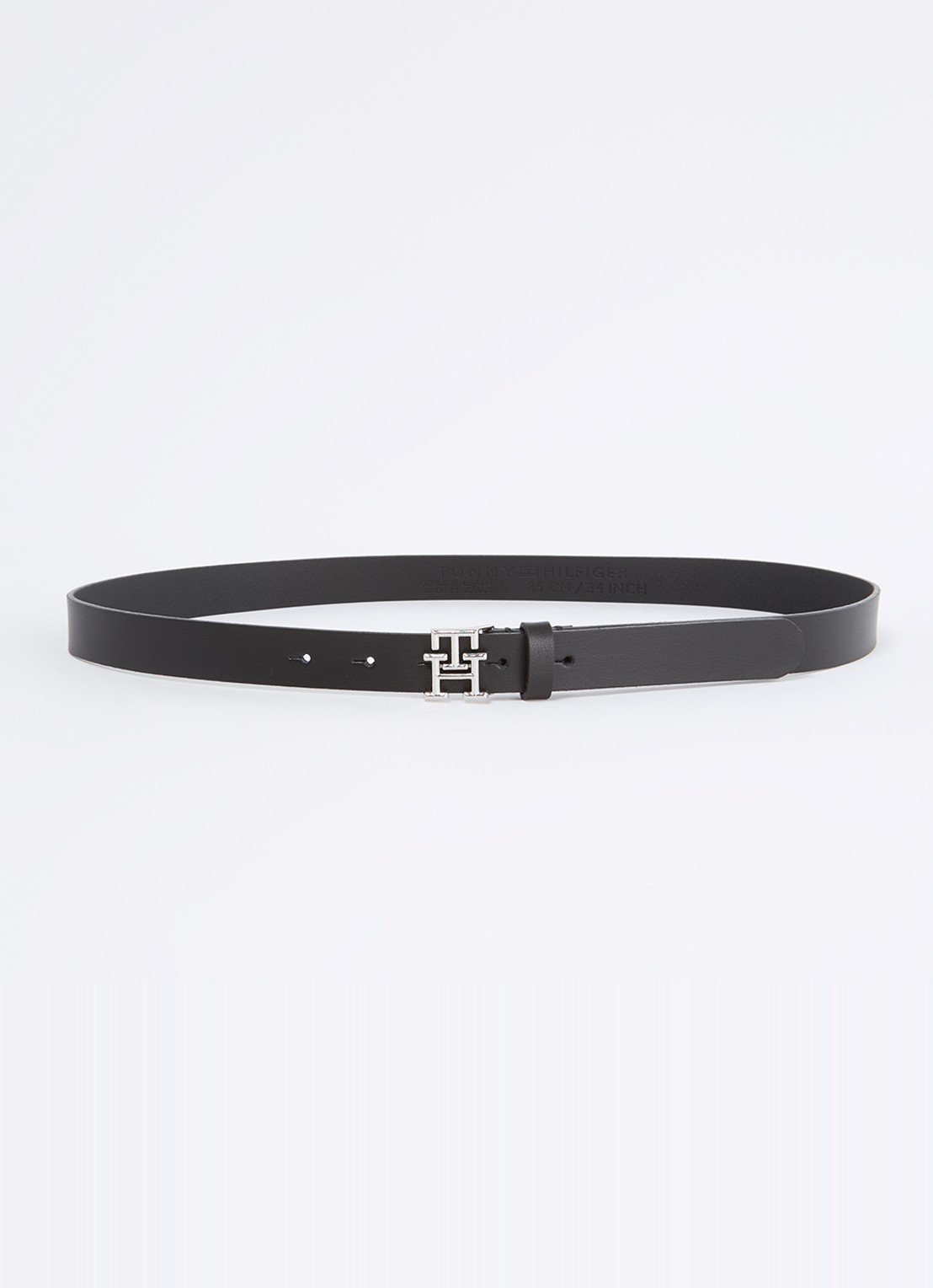 Tommy Hilfiger Riem van leer met logo - voorkant zwart