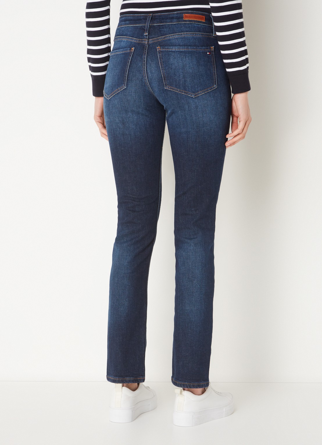 Tommy Hilfiger Rome mid waist slim fit jeans met donkere wassing - achterkant indigo