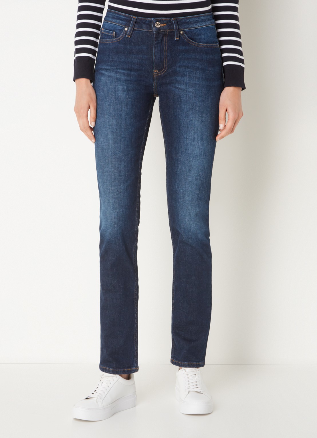 Tommy Hilfiger Rome mid waist slim fit jeans met donkere wassing - detail 4 indigo