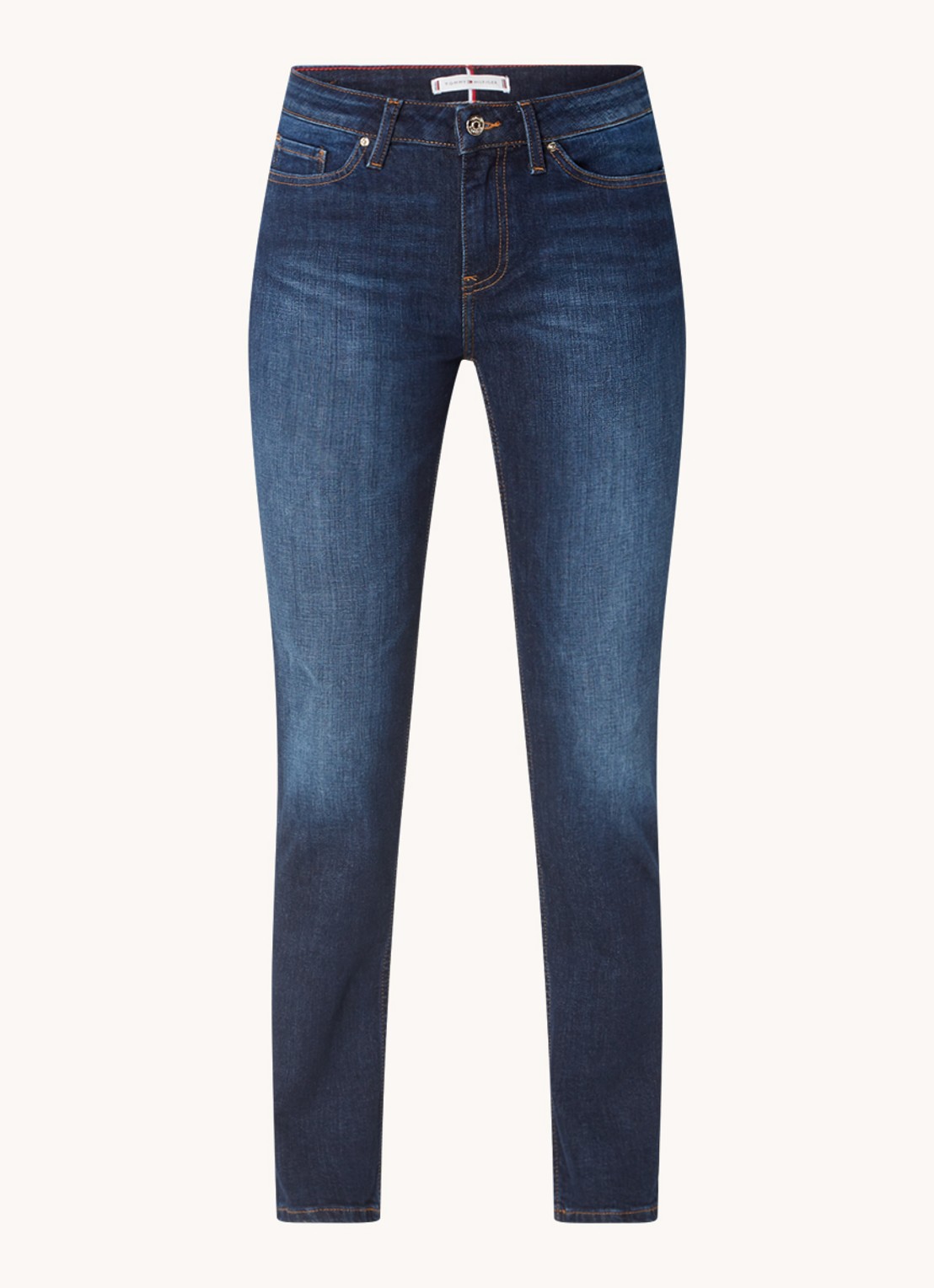 Tommy Hilfiger Rome mid waist slim fit jeans met donkere wassing - voorkant 2 indigo